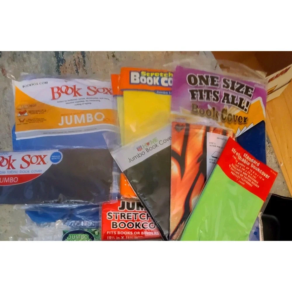 Lot of 16 Stretchable Fabric Book Covers Jumbo & Standard Book Sox‎ Multicolors